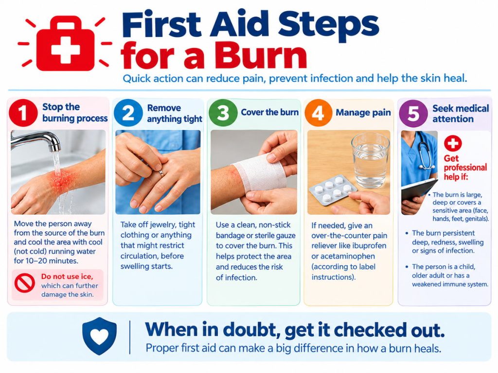 [Create image](chatgpt-system-hint://picture_v2) First Aid Steps for a Burn